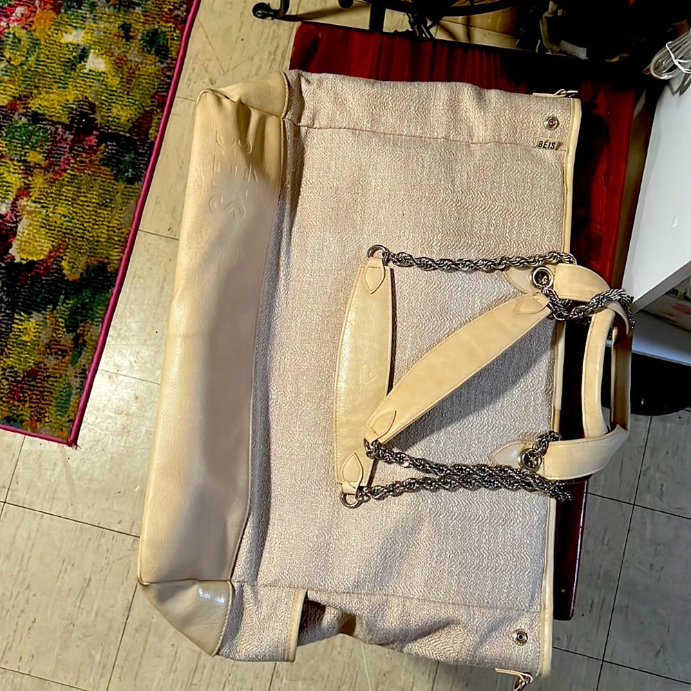 Retired Beis Natural Everyday tote with chain handles.